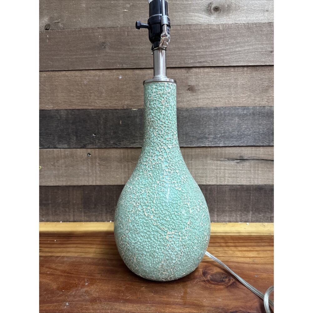 Seafoam Green Crackle Glass Table Lamp 24” Tall